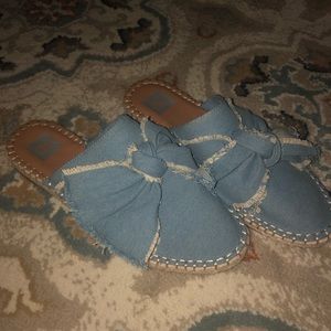 Dolce Vita denim bow slide flats espadrilles DV
